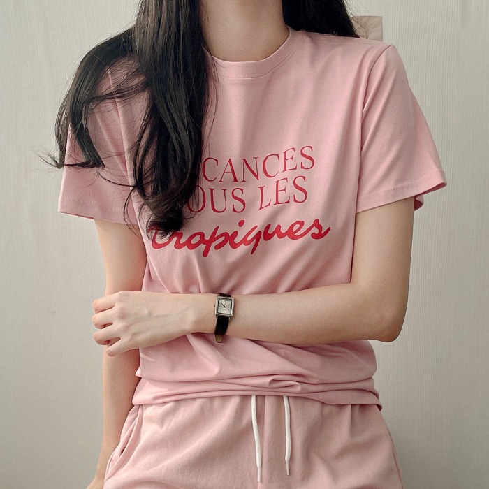 베링 모달 쫀쫀 반팔 레터링 티셔츠 - 4color